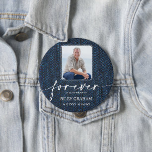 Funeral Photo Memorial Tribute Blue Jean 10 Cm Round Badge