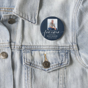Funeral Photo Memorial Tribute Blue Jean 6 Cm Round Badge