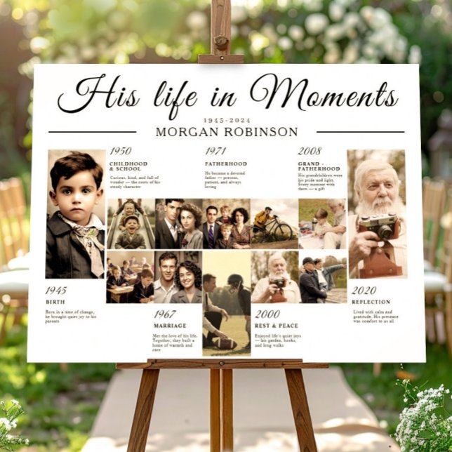 Funeral Photo Memory Timeline Board Poster (Creator Uploaded)