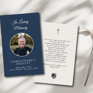 Funeral Police Thin Blue Line Badge Photo Prayer Business Card