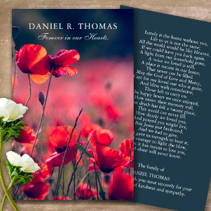 Funeral Poppies Memorial Prayer Sympathy Cards