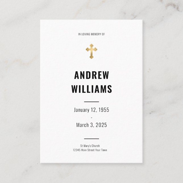  Funeral Prayer Card Black and White  (Front)