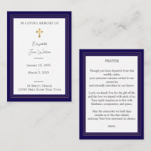 Funeral Prayer Card Floral Cross