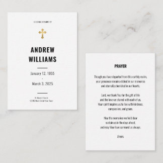  Funeral Prayer Card  Simple Black and White 