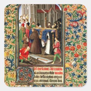 Funeral procession with grave-diggers square sticker