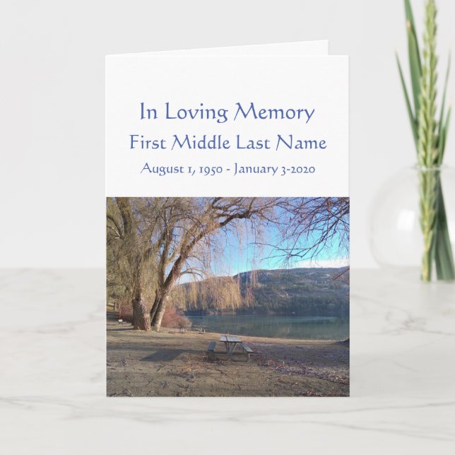 Funeral Program Beautiful Park Lake Beach Programme (Front)