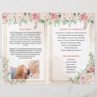 Funeral Program Brochure | Roses Order of Service