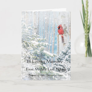 Funeral Program Cardinal Red Birds Winter Snow Programme
