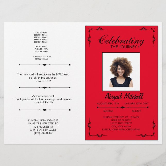 Funeral Program | Celebrating The Journey | FP0007 Flyer (Front)