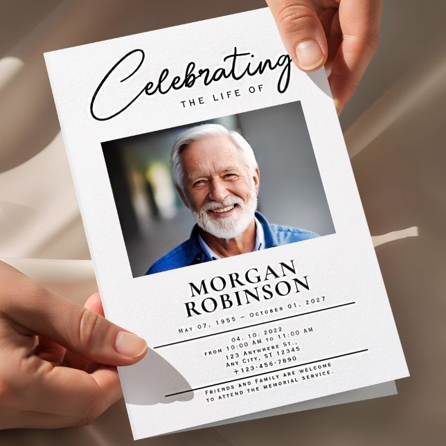 Funeral Program, Celebration of Life,Black & White Flyer (Creator Uploaded)