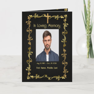 Funeral Program Christian Elegant Gold Black  Programme