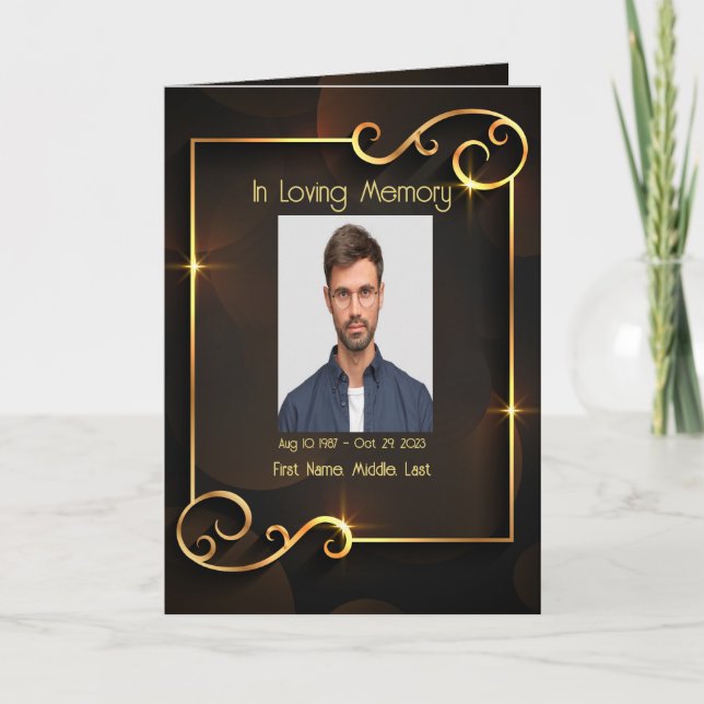 Funeral Program Classic Elegant Gold Black  Programme (Front)