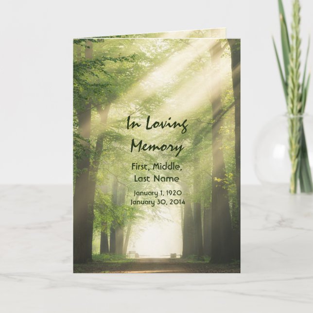 Funeral Program Custom Woodland Forest Programme (Front)