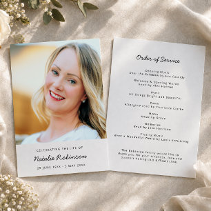 Funeral Program Memorial Photo Order of Service Programme