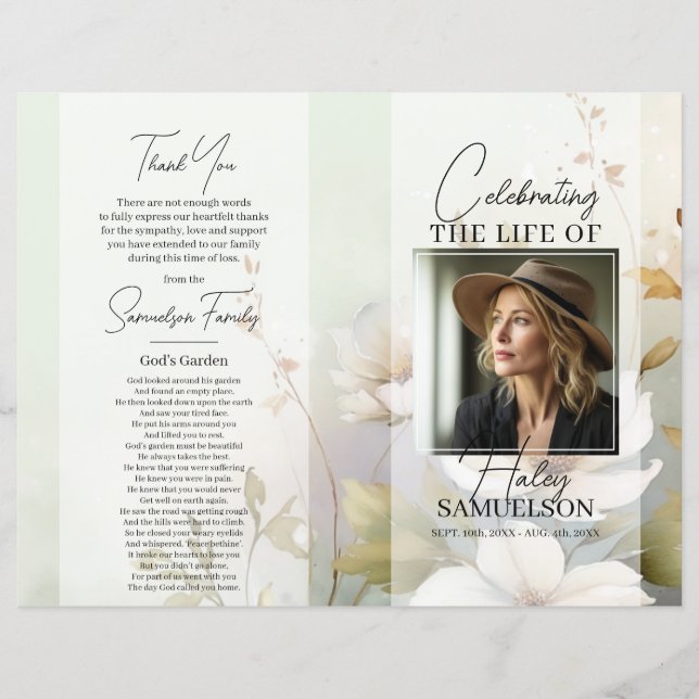 Funeral PROGRAM Memorial Wildflowers Thank | PHOTO (Front)