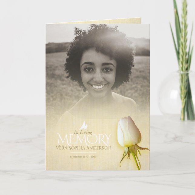 Funeral program order of service cream rose programme (Front)