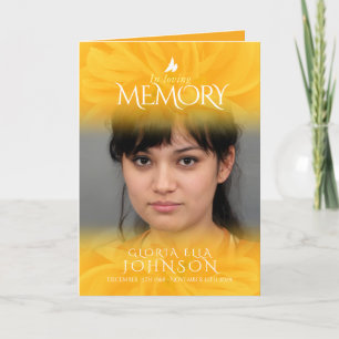 Funeral program order of service yellow rose photo programme