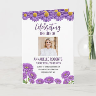 Funeral Program - Purple Gerberas Design Programme