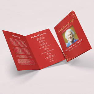 Funeral Program Red Gold Order of Service Programme