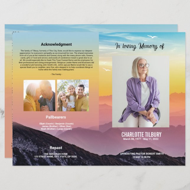 Funeral Program Template  (Front/Back)