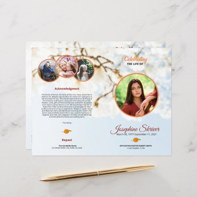 Funeral Program Template Brochure (Front/Back In Situ)