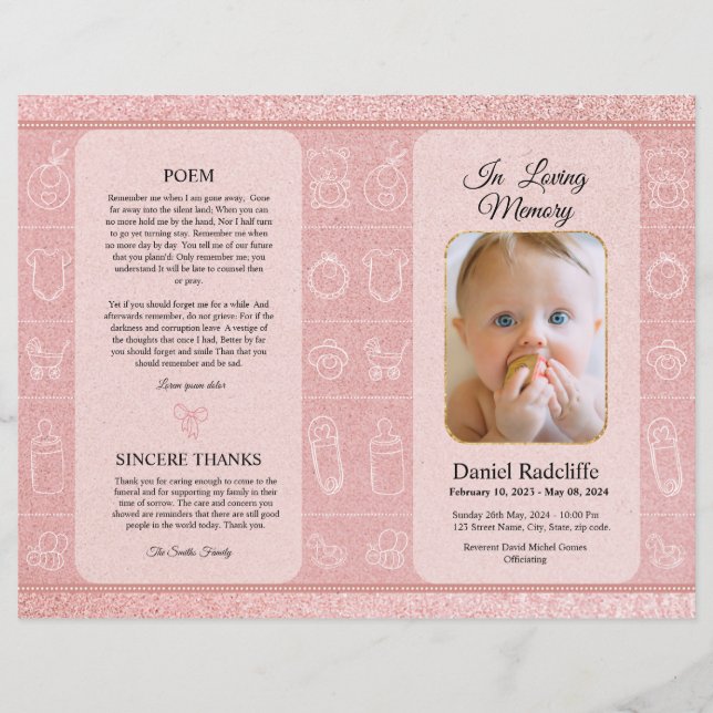 Funeral Program Template For Children (Front)