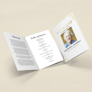 Funeral Program   White Gold Order of Service Card