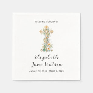 Funeral Reception In Loving Memory Floral Cross  Napkin