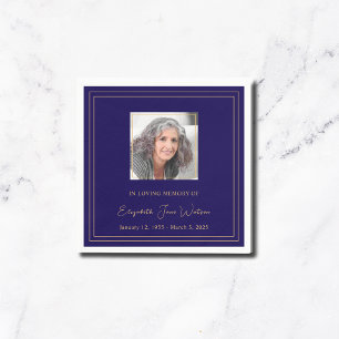  Funeral Reception In Loving Memory Navy & Gold  Napkin