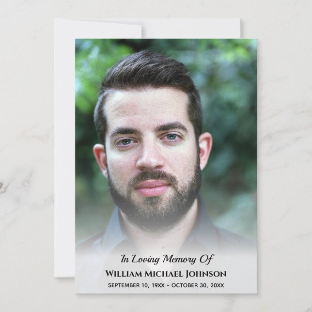 Funeral Remembrance Custom Photo Sympathy Memorial Invitation (Front)
