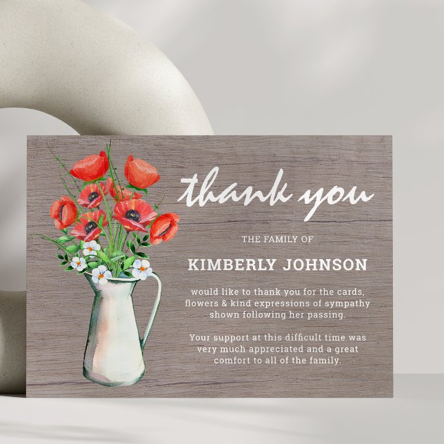 Funeral Rustic Florals Thank You Cards (Creator Uploaded)
