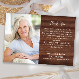 Funeral Rustic Memorial Custom Photo Sympathy Thank You Card