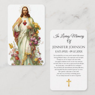 Funeral Sacred Heart Jesus Catholic Prayer Card
