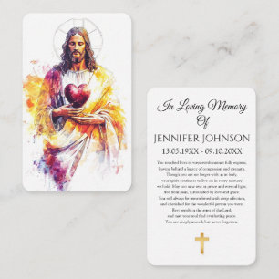 Funeral Sacred Heart Jesus Prayer Sympathy Card