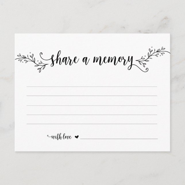 Funeral Service, Black font, Share a memory card (Front)