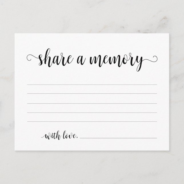 Funeral Service, Black Script, Share a memory Card (Front)
