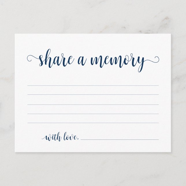 Funeral Service, Navy Blue, Share a memory Card (Front)