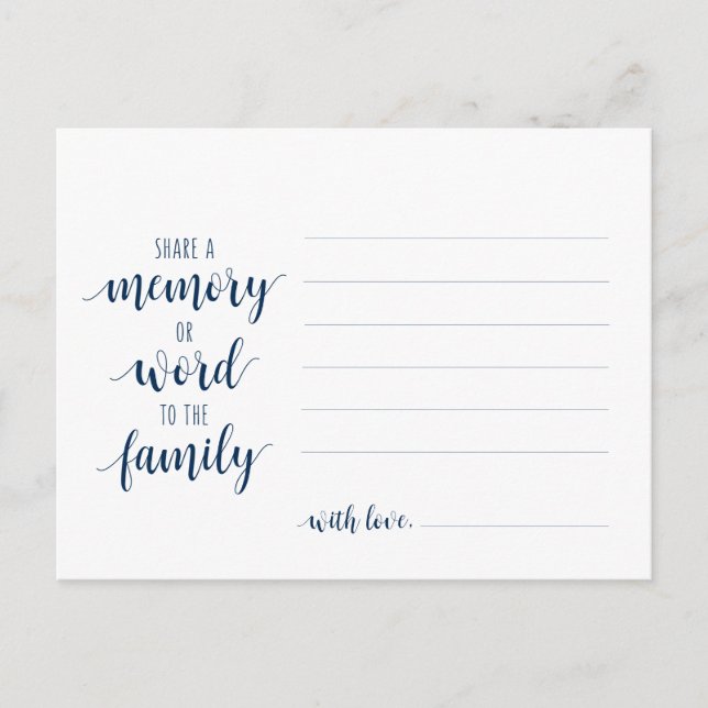 Funeral Service, Navy Blue, Share a memory Card (Front)