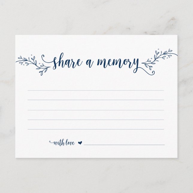 Funeral Service, Navy Blue, Share a memory card (Front)