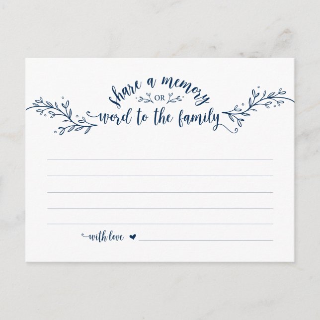 Funeral Service, Navy Blue, Share a memory card (Front)