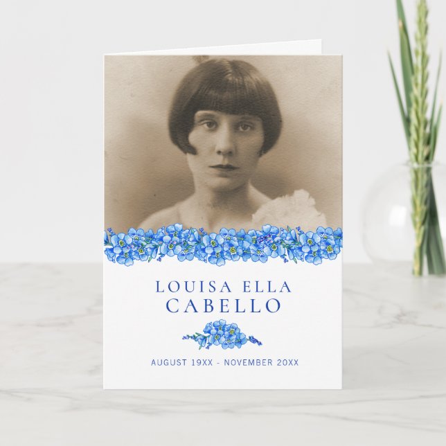 Funeral service program blue forget-me-nots photos programme (Front)