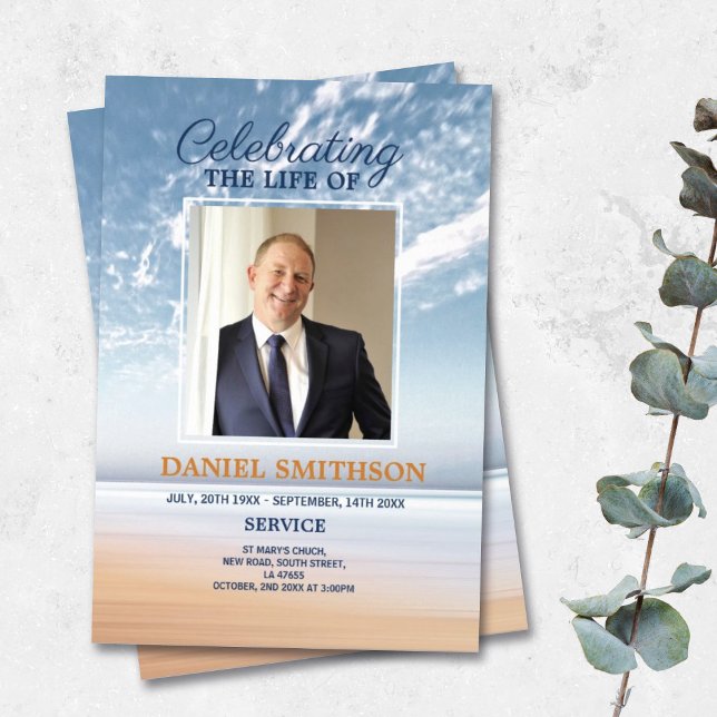 Funeral Service Program Celebration of Life Beach Flyer (Creator Uploaded)