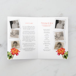 Funeral service program striped rose photos programme