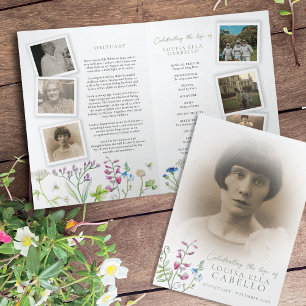 Funeral service program wildflower bees photos programme