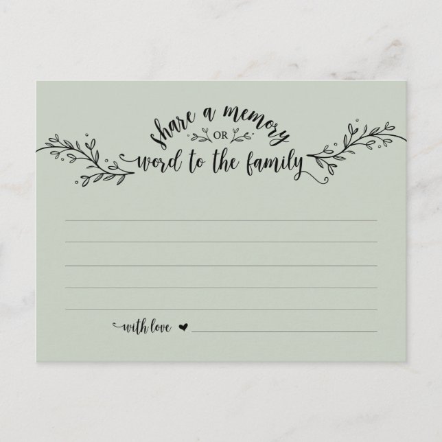 Funeral Service, Rustic Sage, Share a memory card (Front)