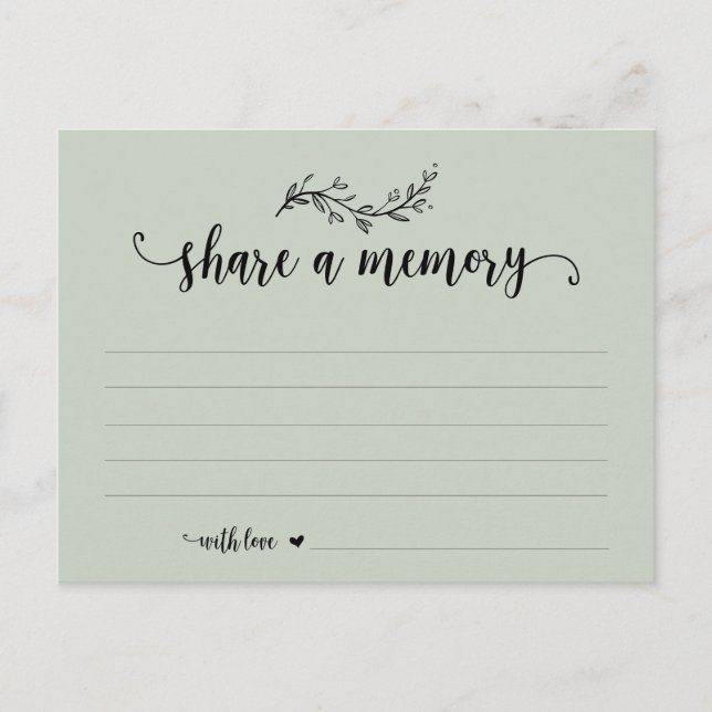 Funeral Service, Sage theme, Share a memory card (Front)