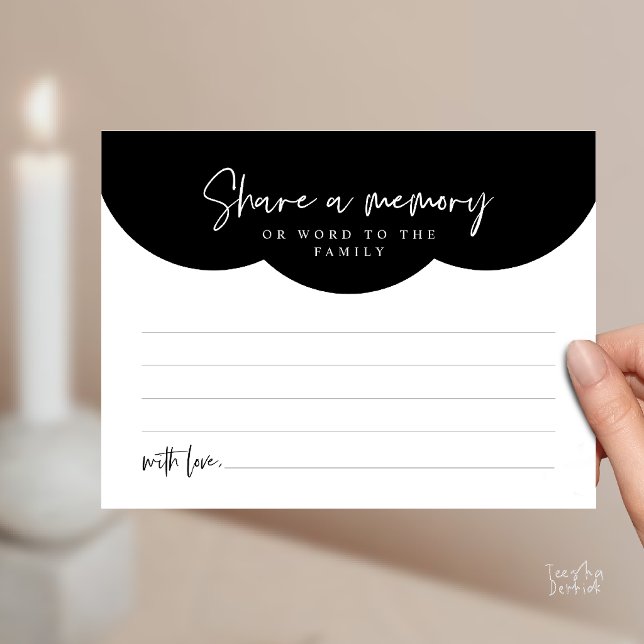 Funeral Service, Share a memory Memorial Card (Funeral Service, Share a memory or words to the family Memorial Card in Black and White)