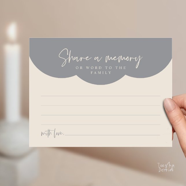 Funeral Service, Share a memory Memorial Card (Funeral Service, Share a memory or words to the family Memorial Card in Cream Grey)