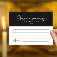 Funeral Service, Share a memory Memorial Card