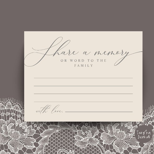 Funeral Service, Share a memory Memorial Card (Funeral Service, Share a memory Memorial Card in Grey and Cream)